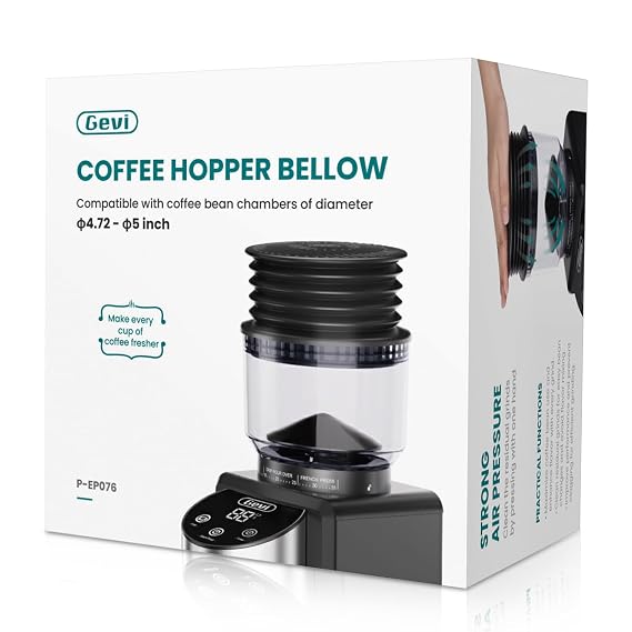 Gevi Coffee Hopper Bellow Compatible with Gevi Conical Burr Coffee Grinder & Espresso Machines, Silicone Coffee Hopper Blower for Burr Coffee Grinder, 2-in-1 Coffee Grinder Accessories, Hopper Hand Pressure Silicone Bellow to Clean & Collect Grounds
