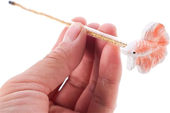Fishtanks Decorations for Betta Fish Tail Training Wand Realistic Resin Betta Stick for Fish Active Aquariums Ornament
