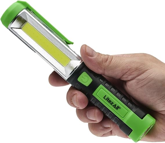 LitezAll Adjustable COB LED Stick Work Light, 200 Lumen Compact Handheld Utility Light with Multiple Mounting Options for Garage, Auto Repairs, Emergency, or Workshop Use