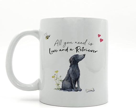 Love and a Flat Coated Retriever Ceramic Mug - Dog Lovers - Drinking Mug - Dog Mug