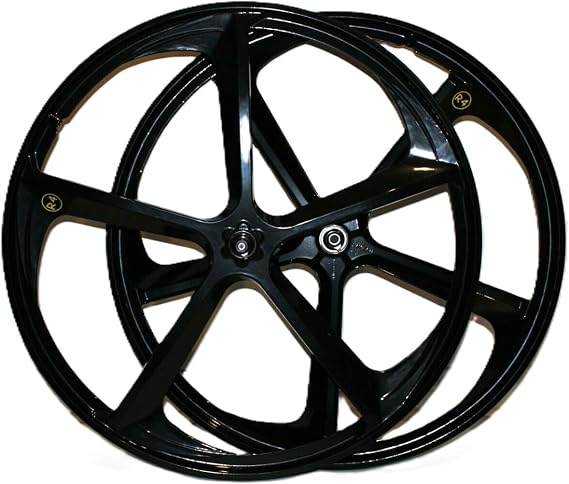 R4 29" BMX Bicycle 5 Spoke Mag Alloy Wheelset W/ 16T Freewheel Gloss Black