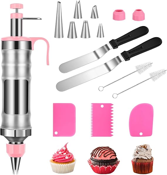 Icing Decoration Gun Set, Stainless Steel Dessert Decorating Syringe Set