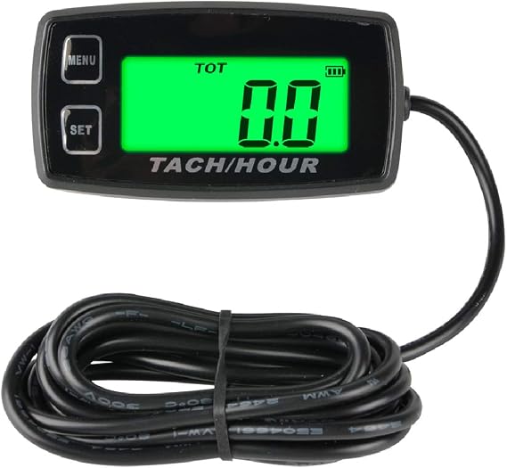 RL-HM035R Digital Tach/Hour Meter, Maintenance Reminder | RPM Alert, LCD&Backlight Display,Replaceable Battery, Compatible with Gasoline Engine Lawn Mower Generator ATV Chainsaw.