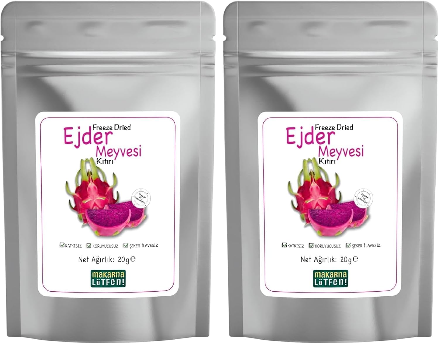 Ejder Kuru Meyve Cipsi Dondurularak Kurutulmuş Freeze Dried Meyve Kıtırı 20 g 2li paket