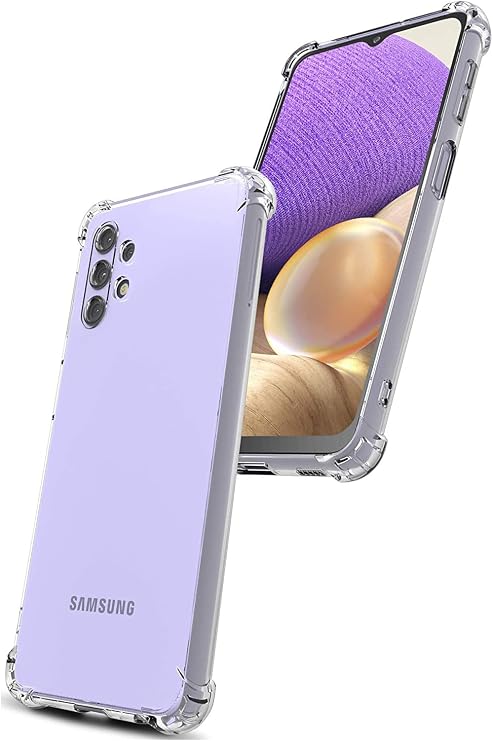 Cover Camera Protected Antishok Airbag Corner Protected Silicone Transparent Case Compatible with Samsung Galaxy A32