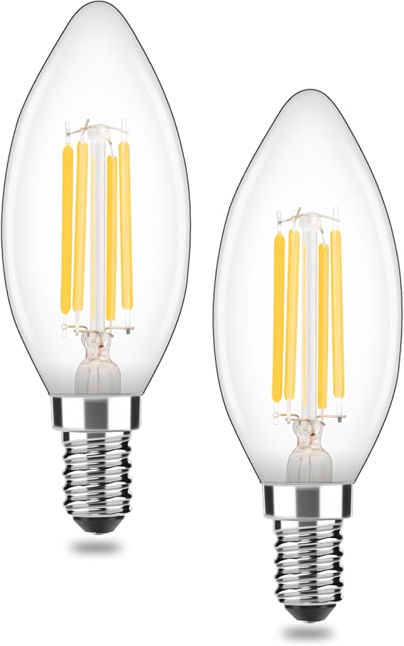 E14 LED Light Bulb,4W Warm White 2700K 400lm,Small Edision Screw Candle Bulb, Not Dimmable,2 Count (Pack of 1) [Energy Class A]