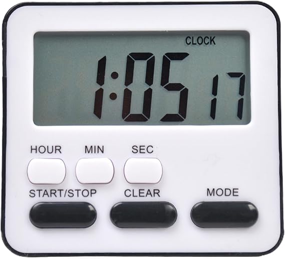 Kitchen Timer - LCD Digital Countdown Stopwatch with Stand for Kitchen, Study, Work, Exercise Training, Outdoor Activities - Black