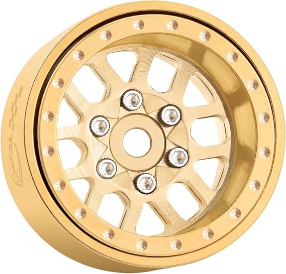 4PCS Brass Deep Dish 1.0 Inch Beadlock Wheels Hubs for 1/24 Axial SCX24 TRX4M FCX24 Redcat Ascent-18 HPI Venture18 1/18 RC Crawler Car Upgrade Parts
