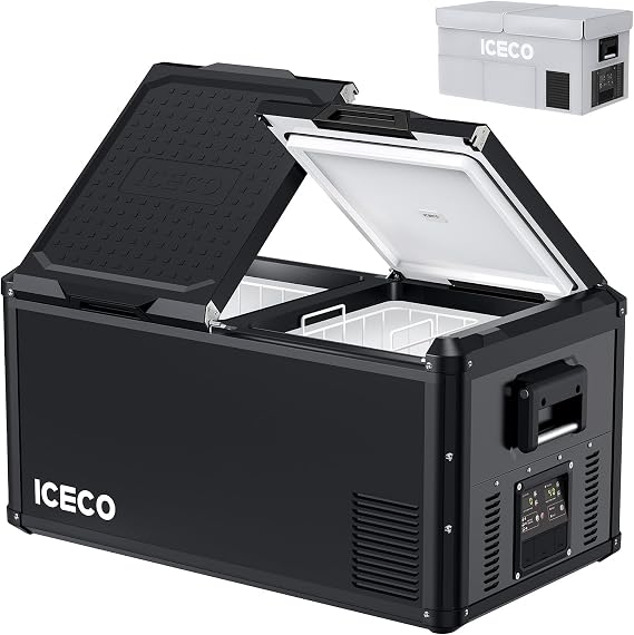 ICECO VL75ProD Portable Refrigerator, 12v Dual Zone Fridge Freezer with SECOP, 0F to 50F, 79Qt 12V Portable Freezer with Reversible Lid, Car Fridge portable AC/DC For Car, Camping |with Cover