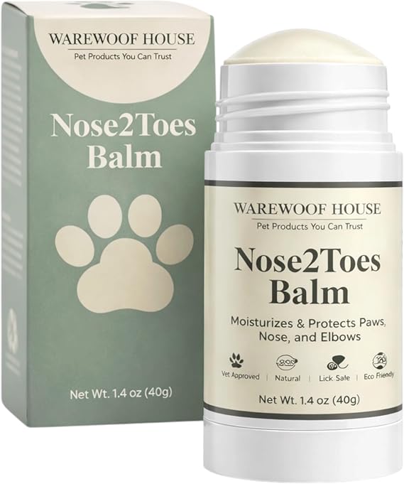 Dog Paw Balm & Nose Balm Stick Lick Safe Paw Wax Moisturizer for Dry Cracked Paws, Nose & Elbows | Helps Protect Against Hot Pavement, Snow, Ice & Road Salt | Coconut Oil & Beeswax | 1.4 oz