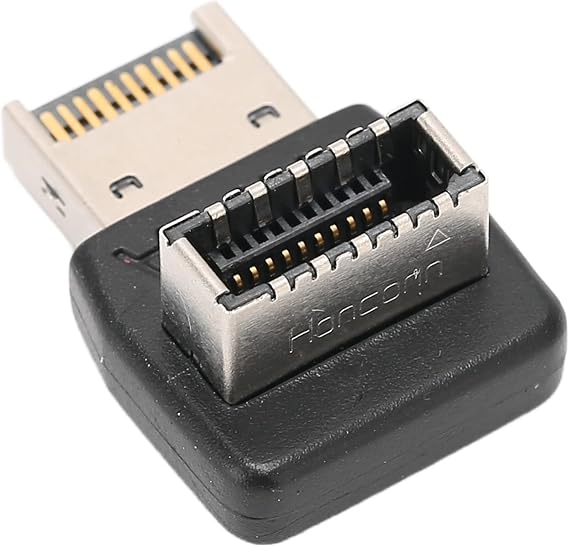 Right Angle USB Type E Adapter, Front Panel Header Male to Female USB 3.2/20Gbps 3.1/10Gbps for USB C Header Motherboard(PH74A)