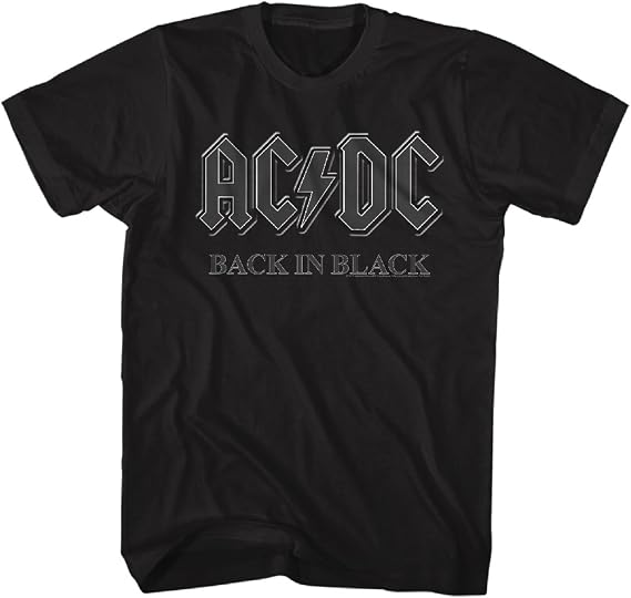AC/DC Vintage Rock Band Music Group Back in Black Album Bold Logo Adult T-Shirt Tee