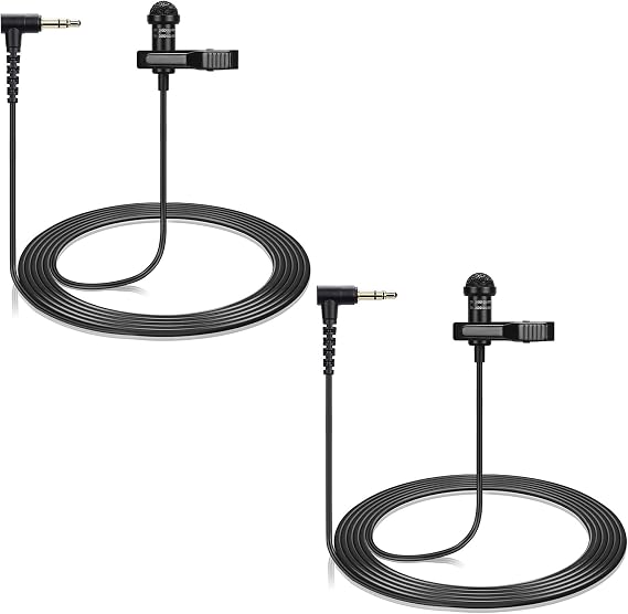 2-Pack Lavalier Microphone for DJI Mic 2 and Rode Wireless Go 2 Transmitter | 90 Degrees L-Shaped 3.5mm Omnidirectional Lapel Lav Mic for Vlog Interview