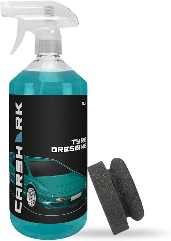 Tyre Dressing 1 Litre with 1 x Applicator Pad (Black), Deep Shine, UV Protection