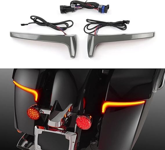 Upgrade Replacement for Motorcycle Rear LED Saddlebag Brake Flowing Turn Signal Accent Light Compatible with Indian Challenger Pursuit Limited Edition Dark HorseIcon (Dark Grey)