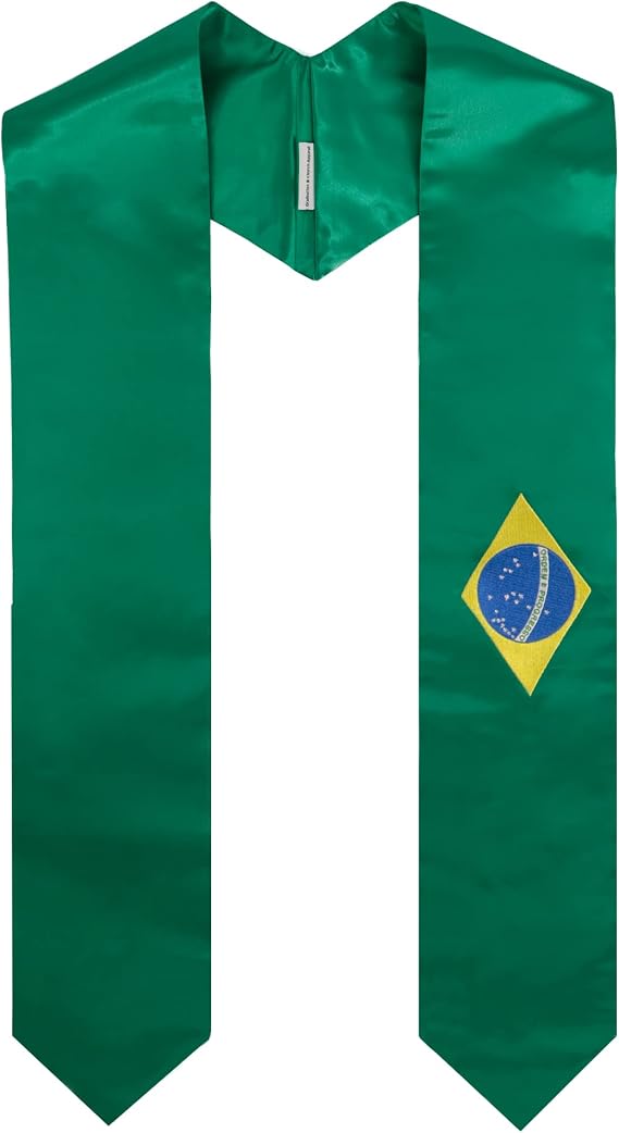GraduationMall National Flag Graduation Stole Embroidery Sash for Study Aboard International Students 72" in Length