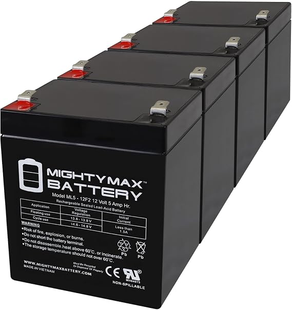 Mighty Max Battery 12V 5Ah F2 SLA Replacement Battery for Enduring 6-DW-5 F2-4 Pack