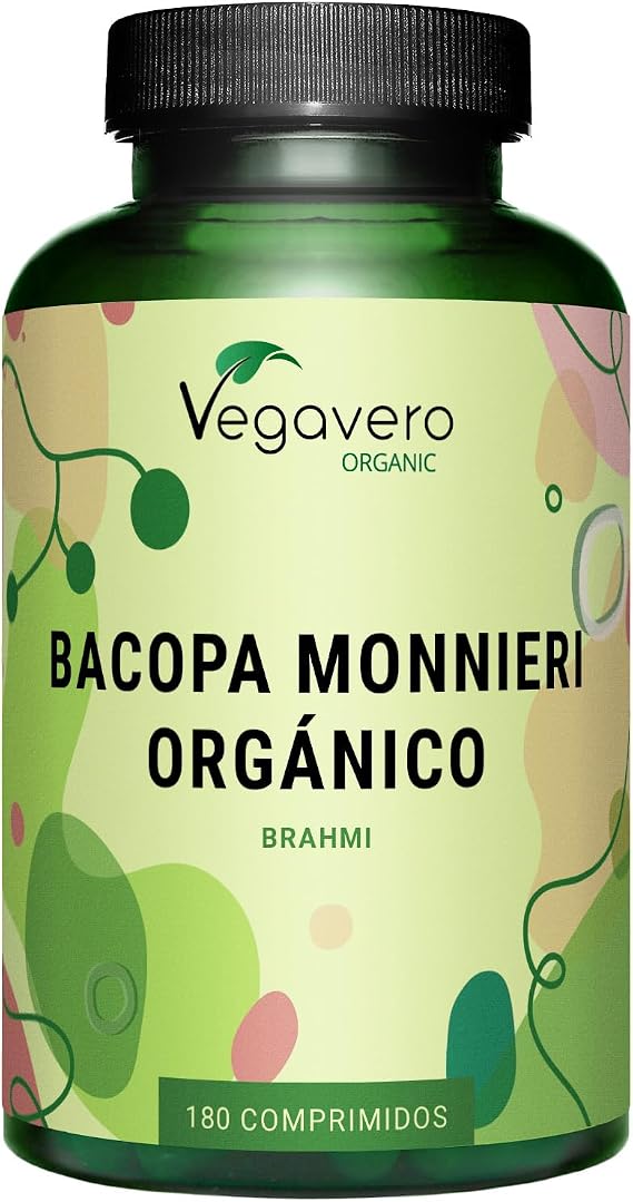 Organic Bacopa Monnieri Vegavero® | 750mg Brahmi Per Tablet | Natural Bacosides | NO Additives, Lab-Tested | 180 Tablets | Vegan