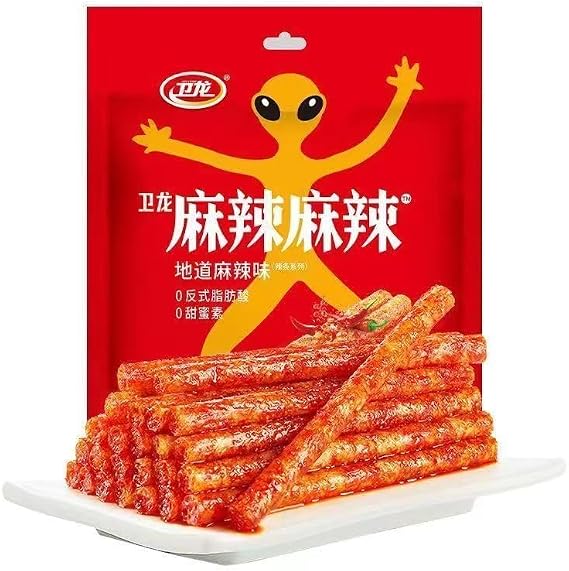 Weilong spicy bar,spicy big gluten, classic nostalgic snacks,handmade latiao, spicy instant food,Vegan, delicious Chinese specialty spicy bar snacks (Super spicy spicy 82g,1bag)