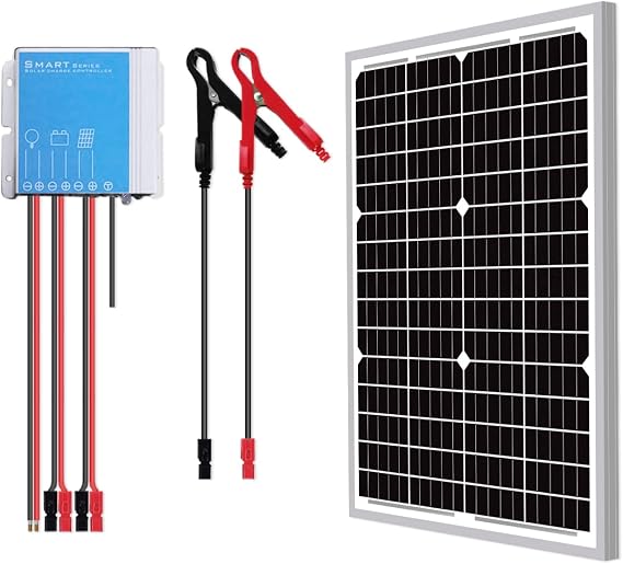 30 Watts 24V Waterproof Off Grid Solar Panel Kit, Battery Trickle Charger Maintainer for Boat Car RV Motorcycle Marine Automotive 24V System