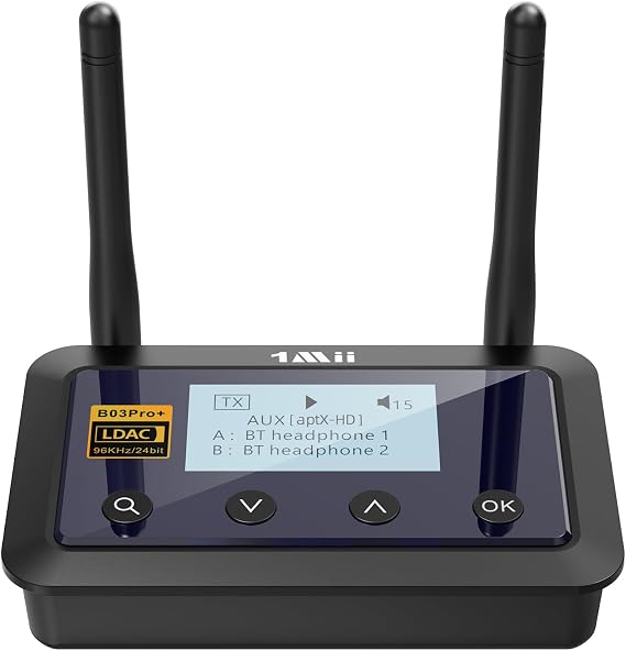 1Mii B03Pro+ Bluetooth 5.3 Transmitter Receiver w/LDAC for TV Home Stereo