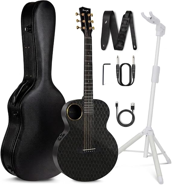 Enya Carbon Fiber Acoustic Electric Guitar X4 Pro Mini and Enya Auto-Lock Guitar Stand