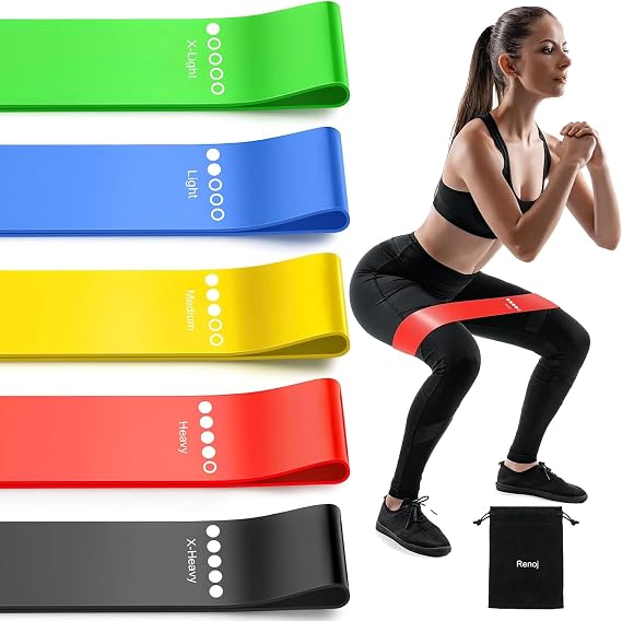 AEE® Premium 5 Adet Farklı Dirençte Pilates Squat Aerobik Bandı - Hafif,Orta,Sert Çalışma Lastiği-Evde Spor Karın Kası Sıkılaşma Seti
