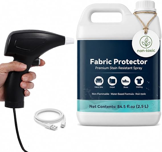 Fabric Protector Spray for Upholstery & Couch (84.5 fl. oz.) | Non-Toxic Water-Based Fabric Protector for Upholstery, Carpet, Sofa, Couch, Shoes & Outdoor Furniture