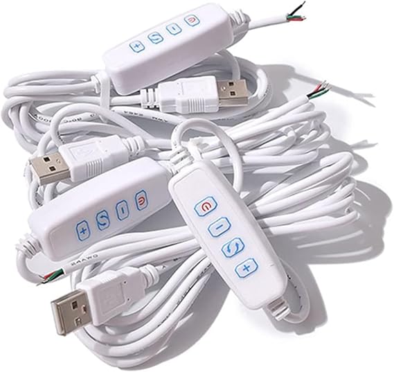 1Pc White DC5V USB LED Dimmer Cable -Extension with On/Off Switch | Adjustable Brightness Controller for LED Bulbs and Lamps USB Light Accessories, LED Dimming Supplies