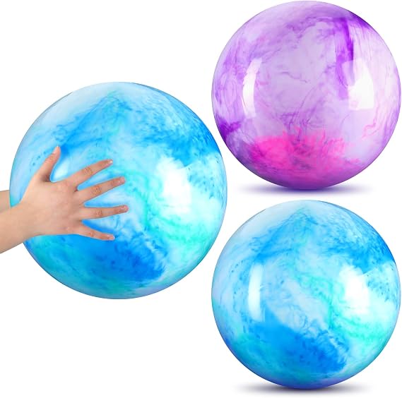 Deekin 2 Pcs 15 Inches Bouncy Ball for Kids, Marbleized Blue and Purple