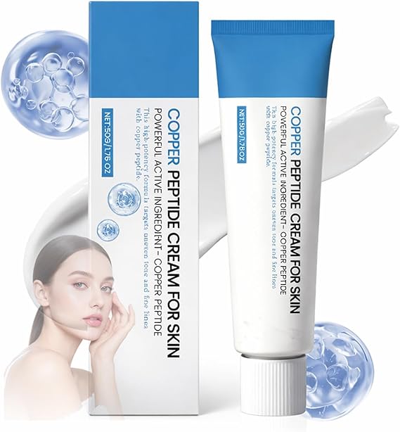 GHK-CU Copper Peptides Cream for Face Anti Aging Collagen Booster, Anti Wrinkle Moisturiser for Fine Lines, Skin Elasticity & Firmness, Hydrating Face Cream for Mature & Sensitive Skin, 50g