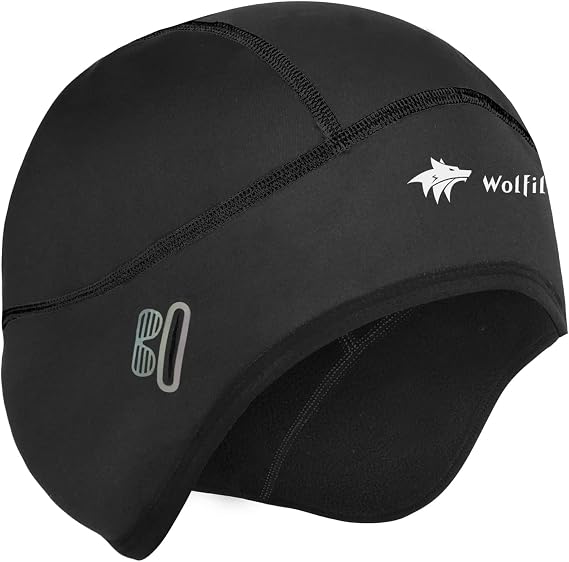 WOLFILIST Skull Cap Helmet Liner for Men Women Hard Hat Liner Winter Cycling Cap Under Helmet Thermal Fleece Beanie
