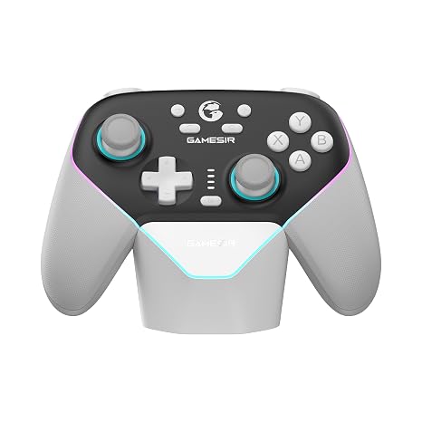 GameSir Super Nova Wireless Gaming Controller for PC/Switch/iOS/Android, Hall Effect Stick & Trigger, RGB Lighting, Swappable ABXY, Detachable Faceplate, 1000mAh with Charging Dock - Black&White
