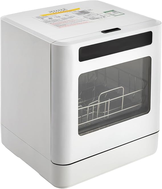 Countertop Dishwasher with 6L Built-in Water Tank, Portable Mini Dishwasher 4 Washing Programs, Counter Top Dishwasher with LED Display for Apartments, Kitchen, 360 Rotating| US Stock