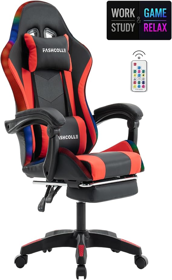 Red Star Illuminated - Massage Featured Player Seat Red-black
