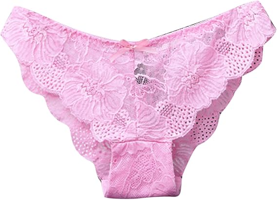 Knickers for Women Sexy Lace Briefs Low Waisted Cut Ladies Knickers with Cute Bowknot Design Womens Low Rise See-Through Briefs Breathable Panties