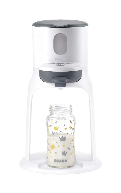 BEABA Bib'Expresso Fast Water Warmer, Formula Maker Preps Bottle in 30 Secs, Quickly Dispenses Warm Water for Baby Bottle, Also a Baby Food Warmer, Grey