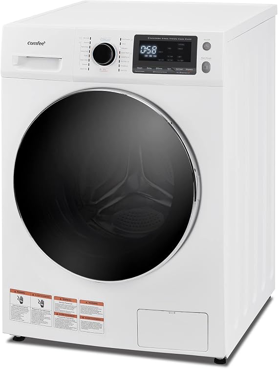 COMFEE 24" Washer and Dryer Combo 2.7 cu.ft 26lbs Washing Machine Steam Care, Overnight Dry, No Shaking Front Load Full-Automatic Machine, Dorm White