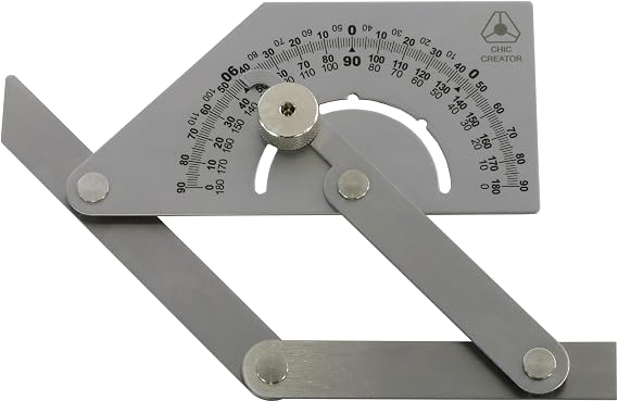 Angle Finder III, Stainless Steel Protractor 0-180 degrees, Measures inside or outside angles, for saw blade setup, sheet metal layout and bending, general fabrication and construction