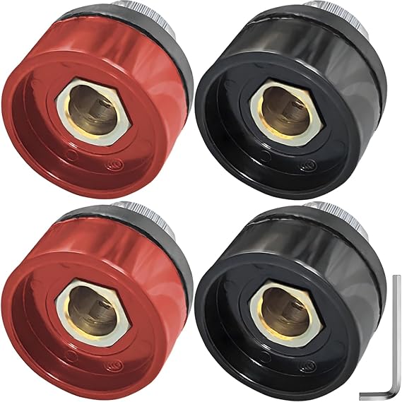 DKZ10-25 Cable Panel Connector Socket for TIG Welding Torch 200Amp for Dinse-Style Quick Fitting Replacement Parts Universal Cable Panel Plug Socket Accessories Kit (Black & Red)