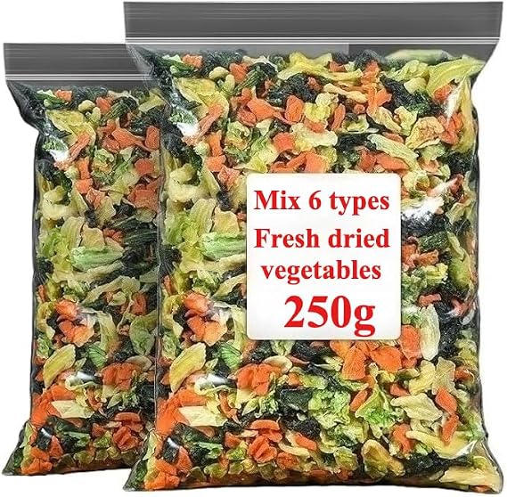 Dehydrated Vegetables 250g, Dried Greens and Scallions, Freeze-Dried Carrots, Green Cabbage, Korean Dishes, Side Dishes,Mixed Vegan，Salad Noodles, Vegetable Soup and Cooking Ingredients (250g)