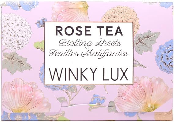 Winky Lux Rose Tea Oil Blotting Sheets Shine Control Blotting Papers in Travel Compact, Instantly Absorb Oil & Reduce Shine Without Disturbing Makeup