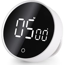 GeeRic Digital Kitchen Timers, 199 Minutes Countdown Countup Rotary Timer, Large LED Stopwatch, Volume Adjustable Kitchen, Study, Workout, and Office Timer White