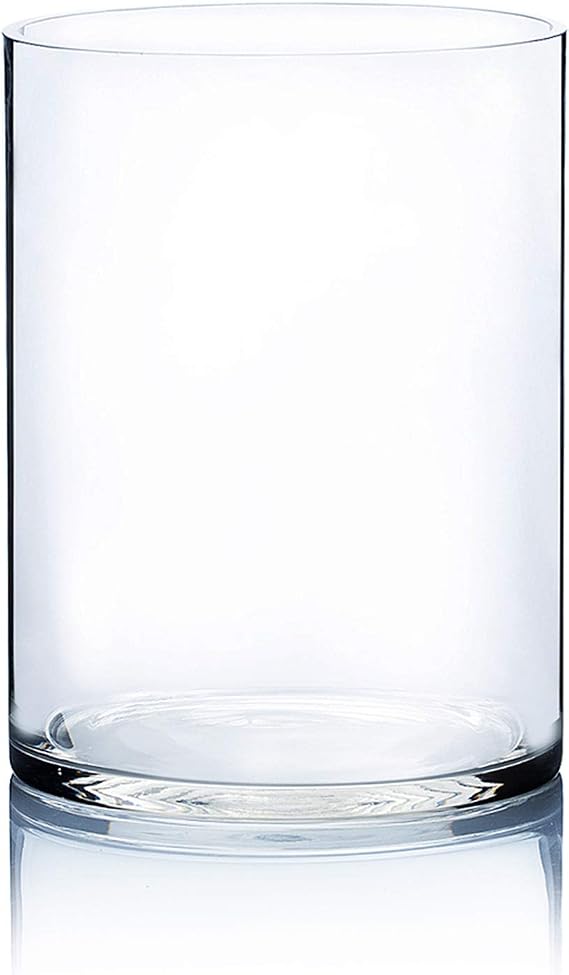 WGV Cylinder Vase, Width 9", Height 12", Clear Wide Large Diameter Flower Glassware, Floral Container, Planter Terrarium for Wedding Party Event, Home Accent Decor, 1 Piece