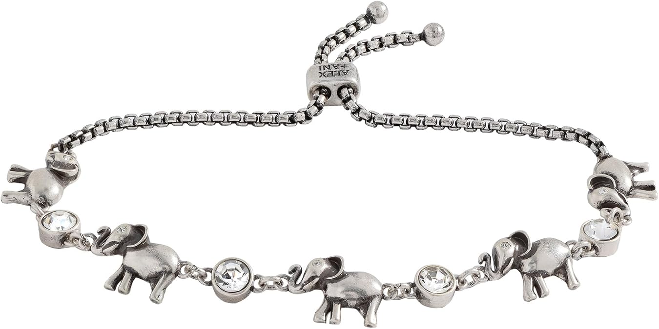 Alex and Ani Elephant Crystal Bolo Bracelet
