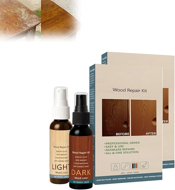 NuGrain Wood Repair Kit, Professional Wood Floor Scratch Repair, Wood Furniture Repair Kit, WoodFiller, Hides Minor Defects, Restore A Finish (2)