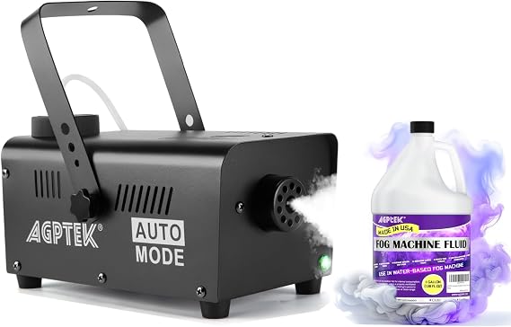 AGPTEK Fog Machine with Wireless Remote & Automatic Spray Function with 1Gallon Smoke Fog Liquid for Halloween, Christmas, Wedding, Parties, DJ Performance & Stage Show