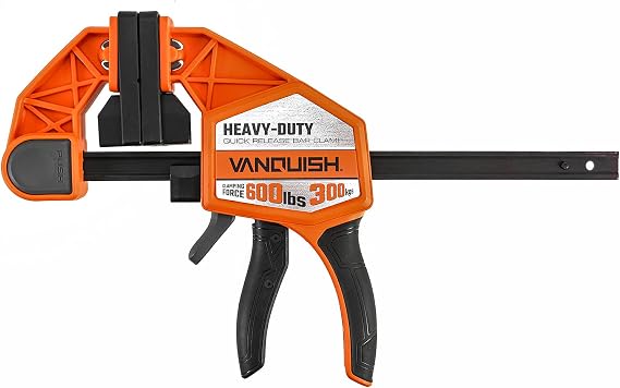 VANQUISH 6" One Hand Clamp/Spreader, 600Lbs Clamping Force, 3.4in. Throat Depth Heavy Duty Quick Release Bar Clamps, Tools & Equipment for Woodworking, Carpentry, Home Improvement, 3617