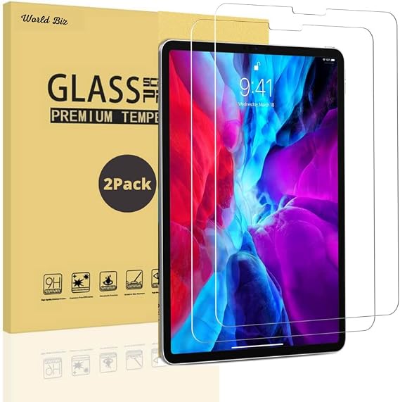 2-Pack Screen Protector for iPad Pro 12.9 Inch (2022/2021/2020/2018, 6th/5th/4th/3rd), Face ID Compatible, 9H Tempered Glass Film, Anti-Scratch, iPad 12.9''