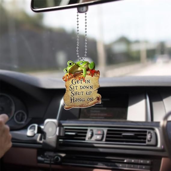 Frog Car Hanging Ornament,Dolphin Car Decoration Mirror Hanging - Get in Sit Down Shut Up,Car Interior Hanging Accessories,Cute Car Rear View Mirror Pendant Charm,Christian Keepsake Gift